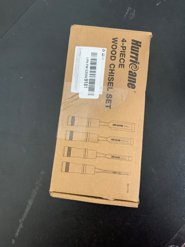 Photo 1 of HURRICANE 4 Piece Wood Chisel Set for Woodworking. CR-V Steel Beveled Edge Blades with Safety Caps. Extra Large Grip, Impact-Resistant PVC Handle Chisels (1/4", 1/2", 3/4", 1")