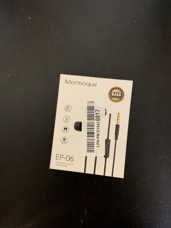 Photo 1 of MORMOQUE EP-06 Wired Earbuds in-Ear Earphones,Build-in Microphone Noise Isolating Headphones,3.5mm Jack 4.9ft Long Cord Ear Buds,HD Bass Audio,with 6 Ear Tips,for Smartphones/Laptop/Computer Etc-Black