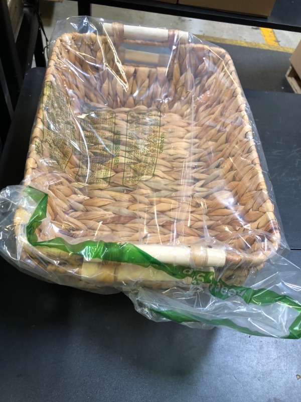 Photo 1 of StorageWorks Hand-Woven Large Storage Baskets with Wooden Handles, Water Hyacinth Wicker Baskets for Organizing, 2-Pack