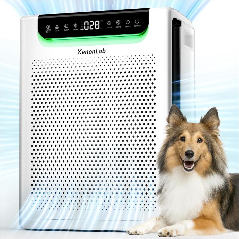 Photo 1 of Air Purifiers for Home Large Room, Cover Up to 2600 Ft² with Washable Filters, Powerful Turbo Mode, PM2.5 Air Quality Display, 22dB Sleep Mode, Air Cleaner for Pets Hair, Smoke, HAP607, Bright White

