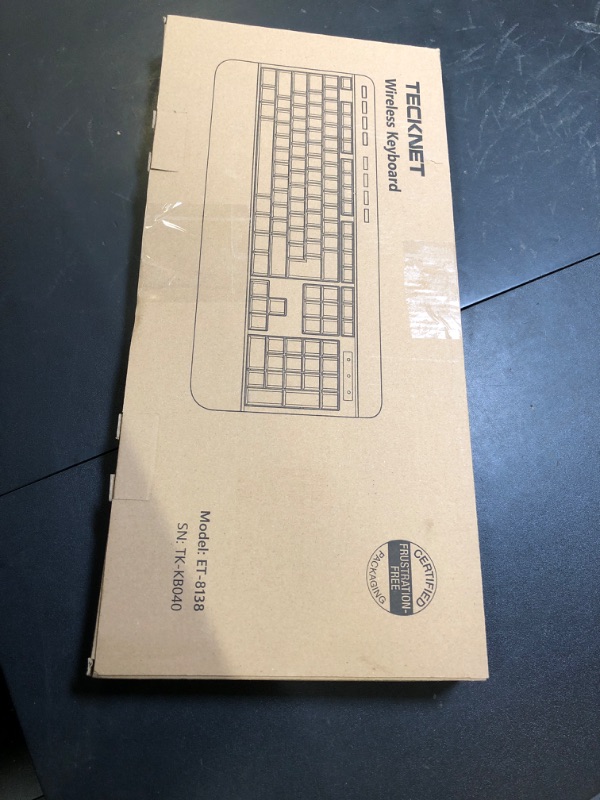 Photo 1 of TECKNET Ergonomic Wireless Keyboard for Laptop, 2.4G USB Silent Computer Keyboard with Comfortable Palm Rest & Adjustable Feet Stand for Desktop, PC, Notebook, Surface and Windows, Full Size Layout