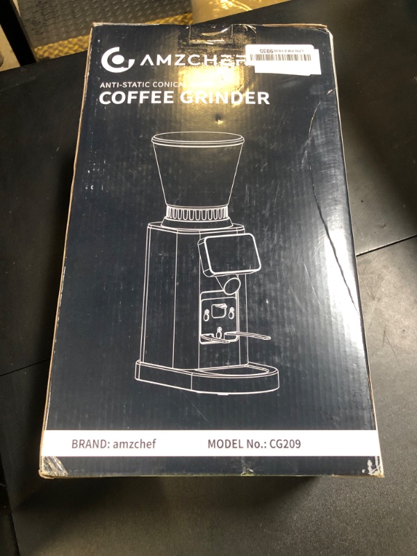 Photo 1 of AMZCHEF Coffee Grinder, Burr Coffee Bean Grinder for Home Use with 48 Precise Grind Settings, Detachable Funnel Stand for Espresso, LED Control Panel, Anti-static Design, silver