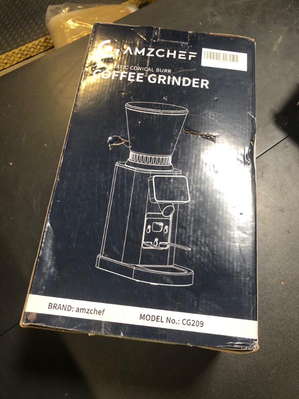 Photo 1 of AMZCHEF Coffee Grinder, Burr Coffee Bean Grinder for Home Use with 48 Precise Grind Settings, Detachable Funnel Stand for Espresso, LED Control Panel, Anti-static Design, silver