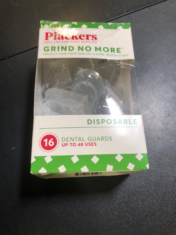Photo 1 of Plackers Grind No More Night Guard, Nighttime Protection for Teeth, BPA Free, Sleep Well, Ready to Wear, Disposable, One Size Fits All, 16 Count