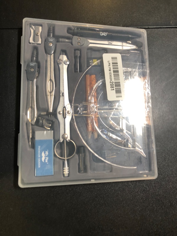 Photo 1 of Mr. Pen Geometry Set with 6 Inch Swing Arm Protractor, Divider, Set Squares, Ruler, Compasses and Protractor, 15 Piece Set, Back to School Supplies