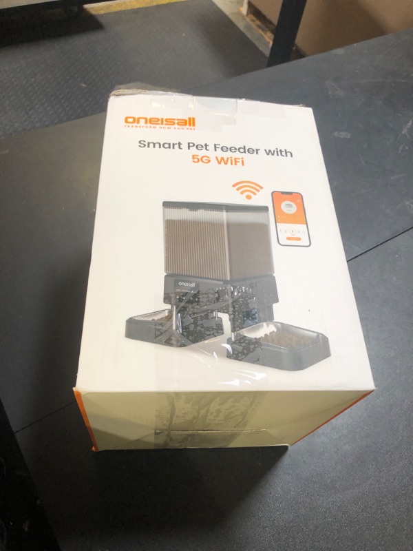 Photo 1 of oneisall Automatic Cat Feeder with 5G WiFi, Automatic Cat Food Dispenser for 2 Cats Small Pets, 20 Cups/5L Timed Dry Food Dispenser with APP Control