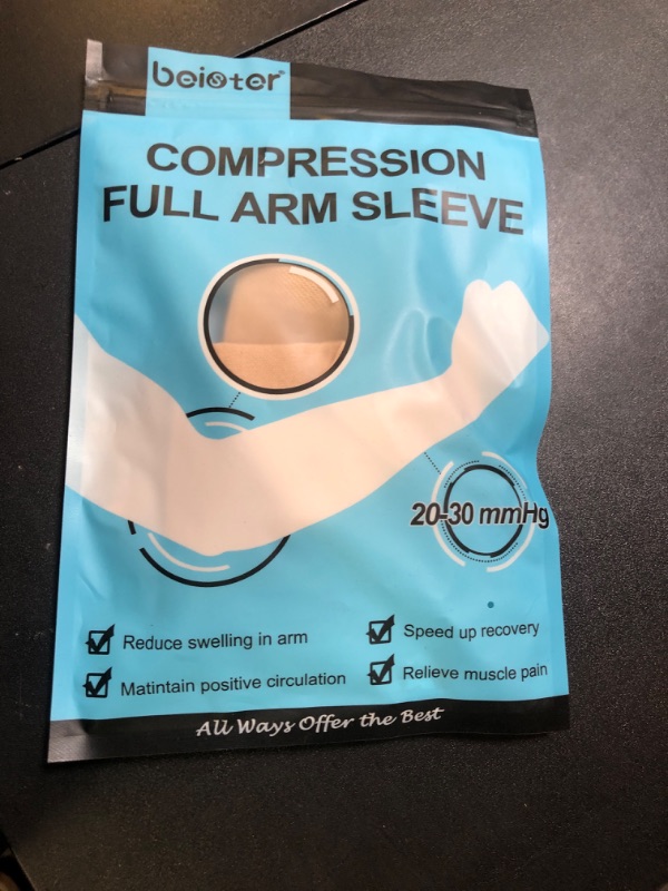 Photo 1 of beister Medical Compression Arm Sleeve for Men Women?Single?, 20-30 mmhg Full Arm Support for Pain Relief, Lymphedema