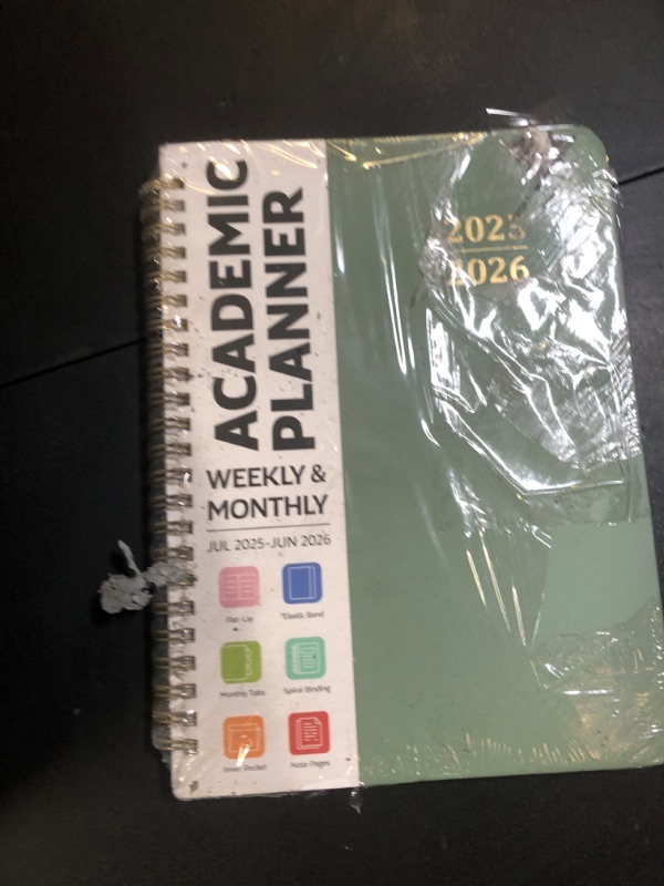 Photo 1 of Academic Planner 2025-2026, Weekly and Monthly Calendar Planner Book, July 2025 – June 2026, Hardcover Organizer with Tabs, Perfect for Teachers, Students, Women & Men, A5 (6.4" x 8.5") - Green