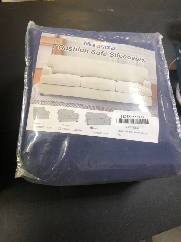 Photo 1 of molasofa T Cushion Sofa Slipcovers with 3 Individual T Cushion Shape Seat Covers for Home Décor, 4 Pieces Stretchable, Washable, Non-Pilling, Non-Slip T Cushion Slipcover (Sofa,Navy Blue)