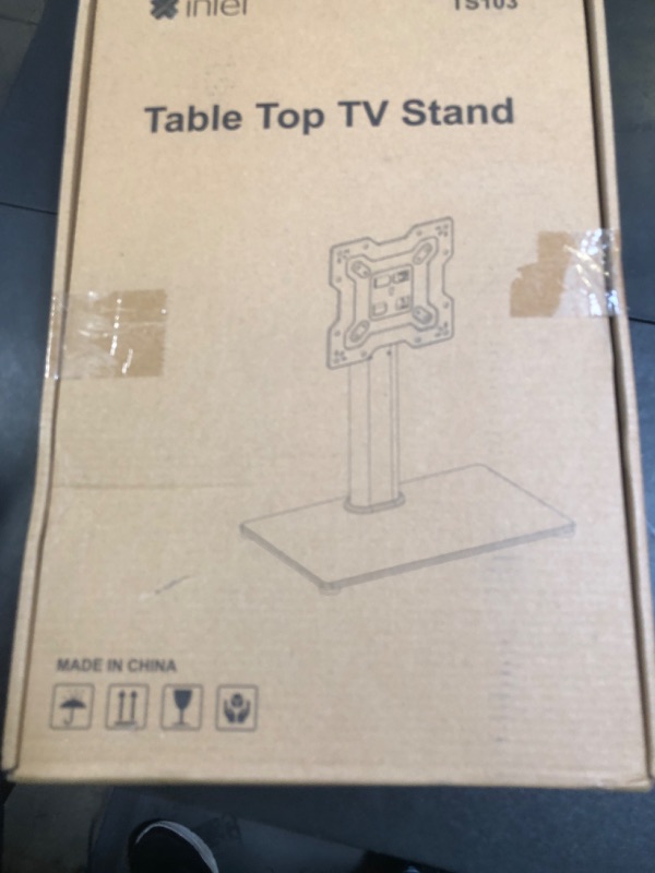 Photo 1 of XINLEI Universal TV Stand Base, Table Top TV Stand for 17-43 Inch LCD/LED TVs, Height Adjustable Monitor Mount Stand with Tempered Glass Base Holds up to 88lbs VESA 200x200mm, TS103