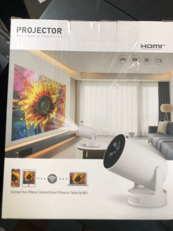 Photo 1 of Mini Portable Projector with 4K Support, Bluetooth 5.4 WIFI6, 5watt Sound Base Speaker, 160 ANSI, Android 11, 210° Rotation , Auto Keystone Correction Video Projector HY300 ULTRA
