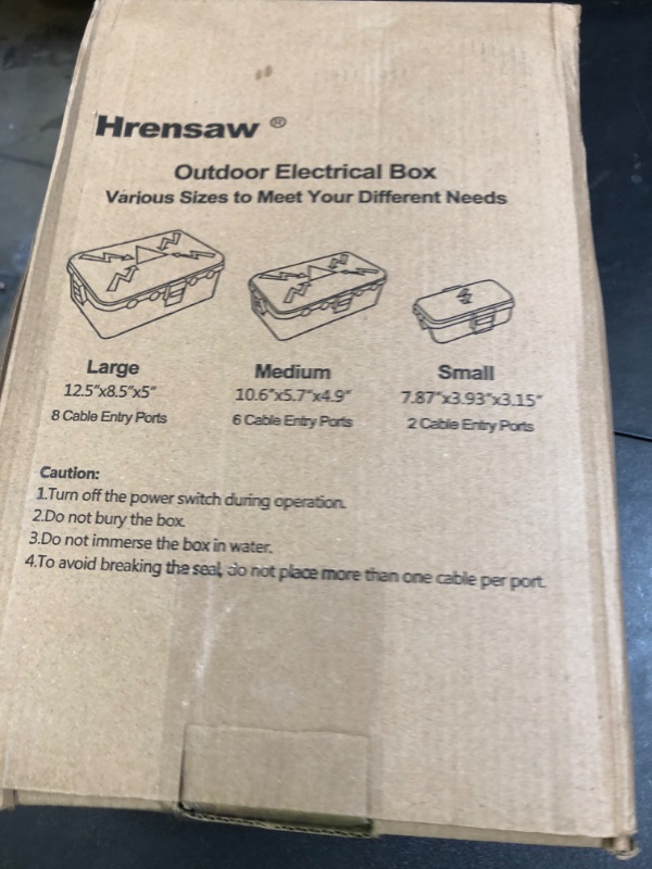 Photo 1 of Hrensaw Large Outdoor Electrical Box(12.5x8.5x5inch),IP54 Waterproof Outdoor Outlet Covers,Weatherproof Extension Cord Covers Protect Outlet,Plug,Timer,Power Strip,Holiday Light,Grey