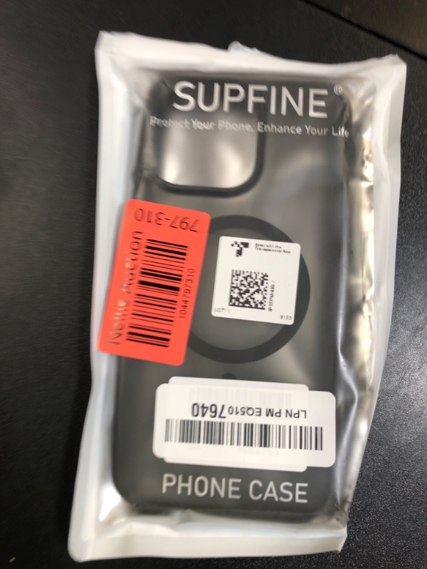 Photo 1 of SUPFINE Magnetic for iPhone 15 Pro Max Case (Compatible with MagSafe) (Military Grade Drop Protection) Translucent Matte Shockproof Phone Cover, Black