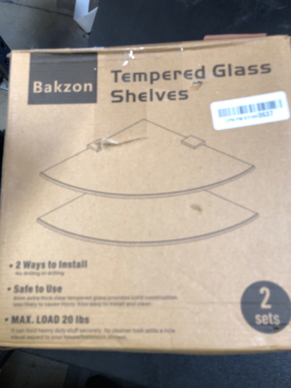 Photo 1 of Bakzon 2-Pack Glass Shelf Shower Caddie, Shower Shelves for Inside Shower, Drilling Free Adhesive Wall Mounted Bathroom Organizer Shelves with Aluminium Brackets, Black