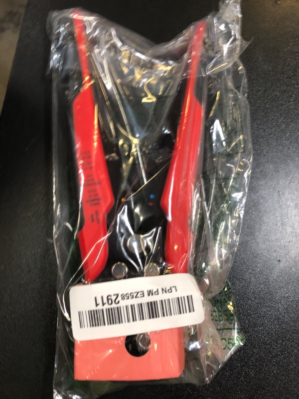Photo 1 of Amazon Basics Professional Self-Adjusting Wire Strippers and Crimper Tool, Black/Red
