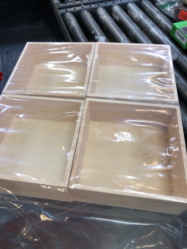 Photo 1 of Anktily 4 Pack Unfinished Wooden Craft Storage Organiser Boxes, 6 x 6 x 2.4 inch Small Square Wood Box, Rustic Natural Wood Container Box for Home Venue Decor