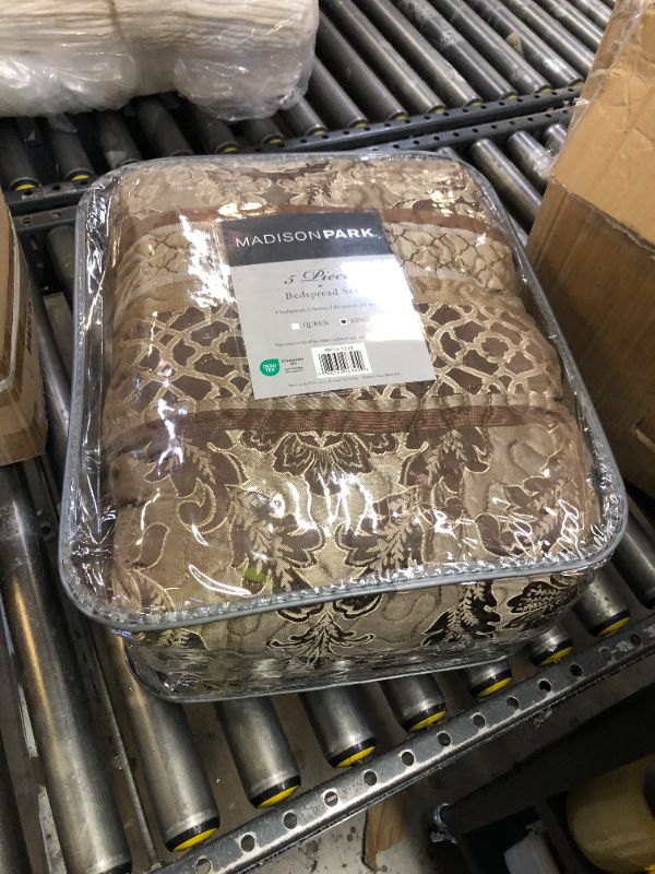 Photo 1 of Madison Park Bellagio Reversible Quilted Bedspread Set, Solid Reverse Summer Breathable, Lightweight All Season Bedding Layer, Matching Shams, Bedspread King(120"x118"), Brown 5 Piece