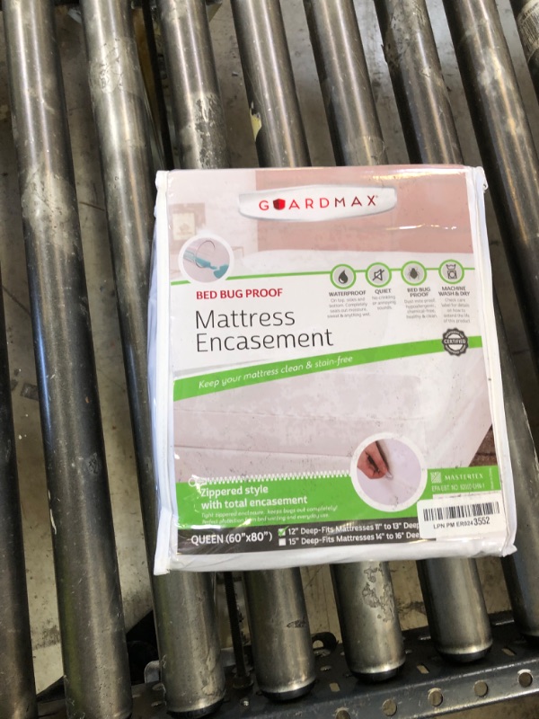 Photo 1 of Guardmax Jersey Knitted Queen Zippered Mattress Encasement - Waterproof & Bed Bug Proof Mattress Protector - Comfortable, Soft, and Noiseless Zippered Bedding - Dust Mite Proof (60 x 80 x 12)