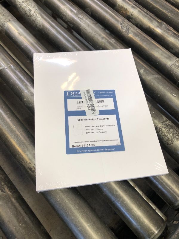 Photo 1 of 65lb White Printable Postcards - Blank Postcard Paper - Perforated 4 per Sheet - for Inkjet/Laser Printers - 25 Sheets / 100 Postcards
