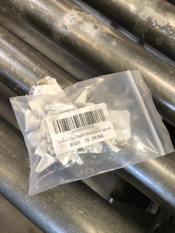 Photo 1 of Jamiikury 20pcs White Shelf Pegs, 5mm Plastic Shelf Pins Shelf Support Pins, Cabinet Shelf Clips Shelf Holder Pins for Bookcase Cabinets Shelves Cupboard