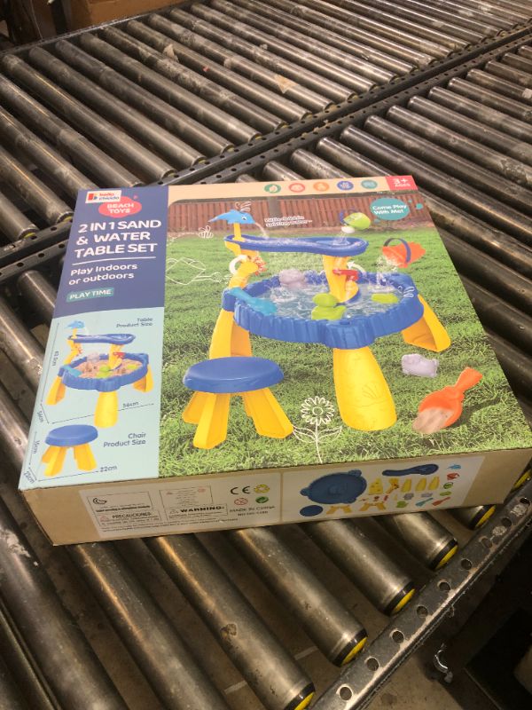 Photo 1 of BELLOCHIDDO Water Table for Toddlers 1-2 - Summer Toys, 2-Tier Rain Showers Splash Pond for Outside Beach Backyard Summer, Activity Sensory Outdoor Play Table for Toddlers
