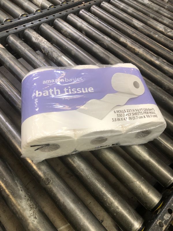Photo 1 of Amazon Basics 2-Ply Toilet Paper, Unscented, 350 Sheets per Roll, 6 Count