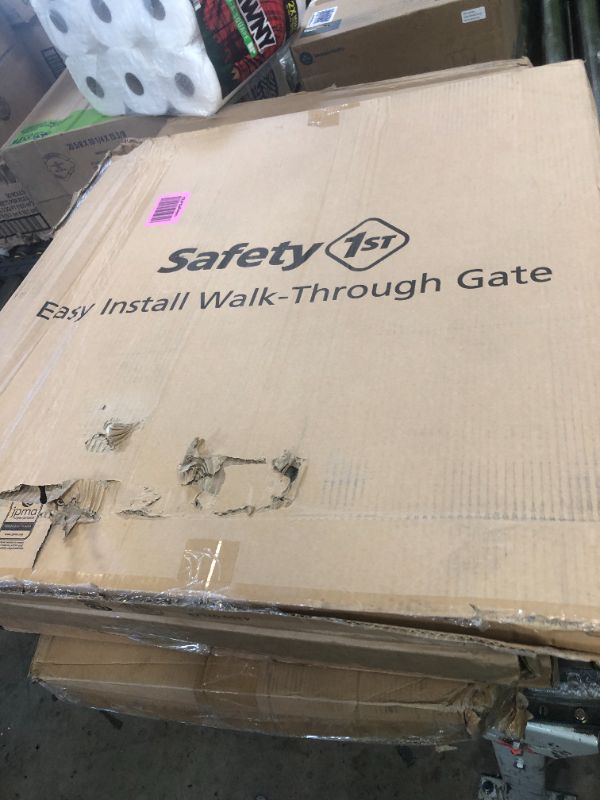 Photo 1 of Safety 1st Easy Install Walk Thru Baby Gate for Doorways, Gate With Door, Dog Gates, Fits 29"-38", Easy Install 28" Tall, White