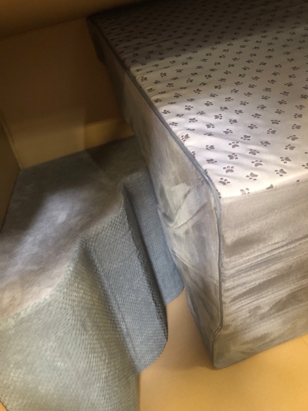 Photo 1 of Dog Stairs for Small Dogs - High Density Foam Dog Ramp, Extra Wide Pet Steps with Non-Slip Bottom for High Beds, Couche and Sofa, Best for Pet Injured, Older Dogs Cats (Grey, 4 Steps)
