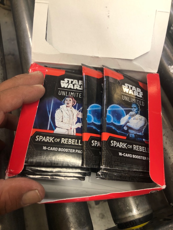Photo 1 of PACK BEEN OPEN**FINAL SALE*****Star Wars: Unlimited TCG Spark of Rebellion Booster Display (Set of 24 Booster Packs) - Trading Card Game for Kids & Adults, Ages 12+, 2+ Players, 20 Min Playtime, Made by Fantasy Flight Games