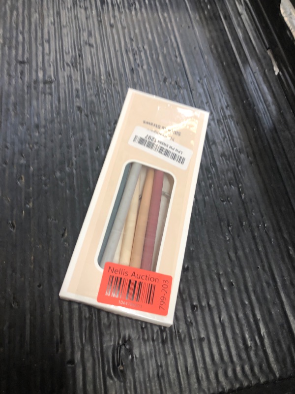 Photo 1 of Nightingale Reusable Silicone Straws - Bendy Drinking Straw with Cleaning Brush - Collapsible and Bendable Travel Straw for Kids - Dishwasher Safe, Food-Safe - Set of 6 (Oak Multi)