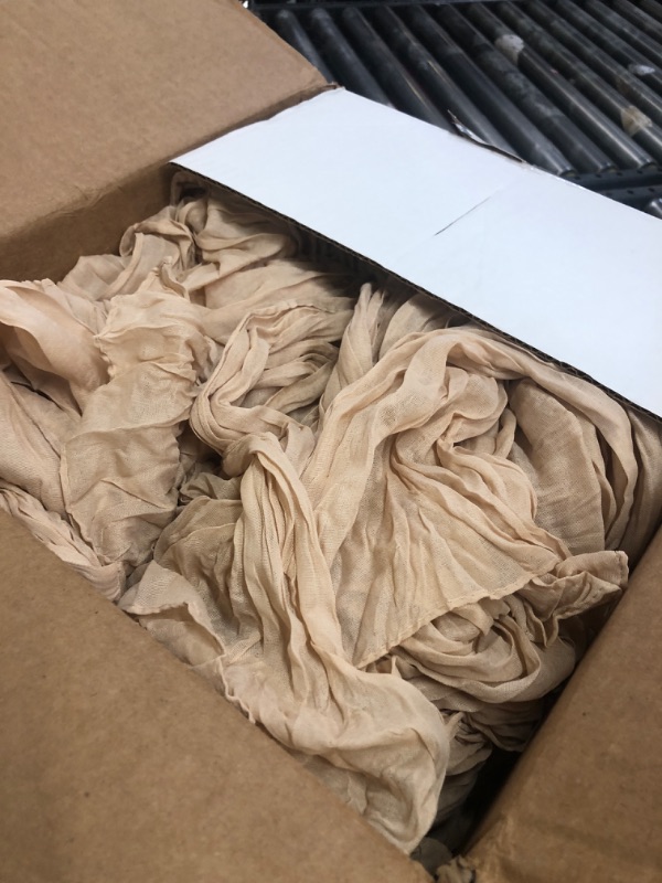 Photo 1 of DeZerlor Champagne Gold Cheesecloth Table Runner 12 Pack Fall Table Runners Boho Gauze 120 Inches Champagne Cheese Cloth Fall Table Decorations for Thanksgiving Wedding Bridal Baby Shower Parties