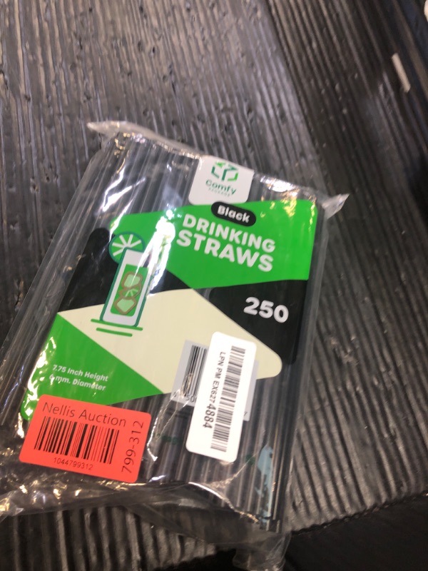 Photo 1 of Comfy Package [250 Count] 7.75" High Black Straws, Disposable Plastic Drinking Straws - Black