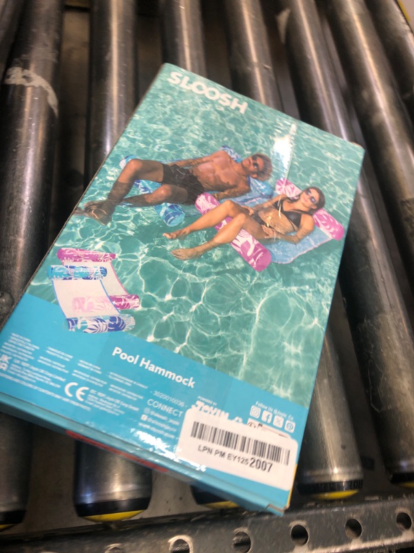 Photo 1 of SLOOSH 2 Packs Tropical Leaves Hammock Pool Floats Adults, 4-in-1 Multi-Purpose Inflatable Pool Floats PVC Water Hammock Lounge Floaties (Blue&Pink)