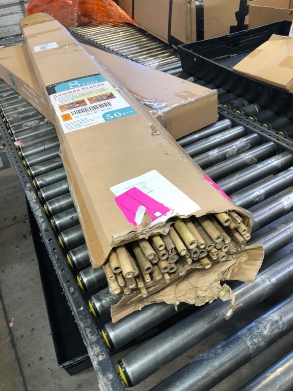 Photo 1 of 50 Pack 8ft Bamboo Plant Stakes for Wood Garden Sticks?Wooden Plant Supports?Bamboos?Bamboo Trellis?Crafts, More Size Choices 8"/12"/16"//2'/3'/4'/5'/6'/8'