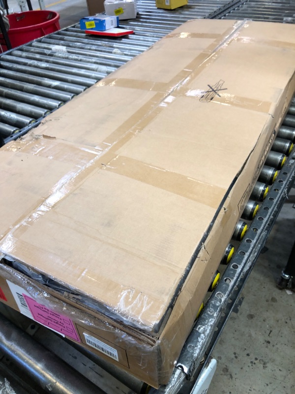 Photo 1 of Sismplly Full Size Bed Frame and Headboard,Vertical Channel Tufted Wingback No Box Spring Needed, Mattress Foundation, Easy Assembly White