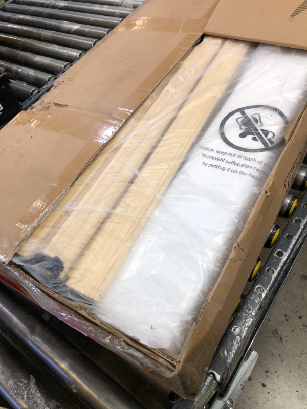 Photo 1 of Sismplly Full Size Bed Frame and Headboard,Vertical Channel Tufted Wingback No Box Spring Needed, Mattress Foundation, Easy Assembly White