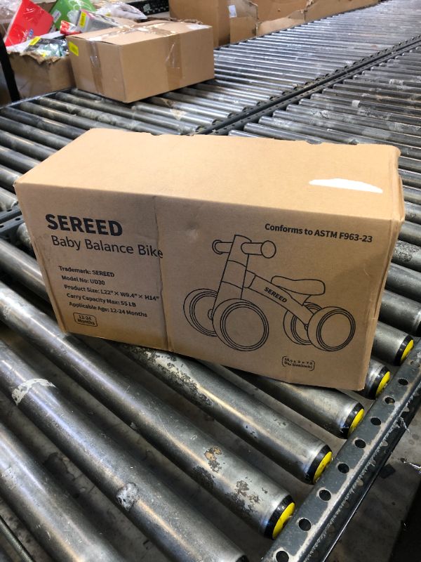 Photo 1 of SEREED Baby Balance Bike for 1 Year Old Boys Girls 12-24 Month Toddler Balance Bike, 4 Wheels Toddler First Bike, First Birthday Gifts (Blue)