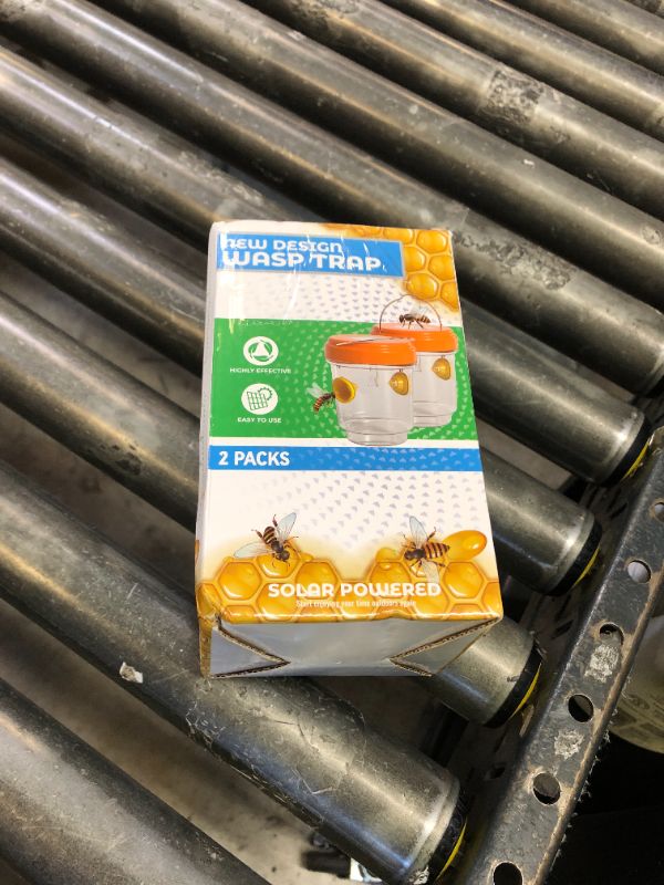 Photo 1 of 2 Pack Wasp Traps Outdoor Hanging, Solar Powered Carpenter Bee Traps for Outside with Rubber Whiskers and LED Light, Yellow Jacket Trap for Orchard, Farm, Garden, Patio, Yard, Dark Green