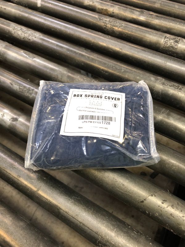 Photo 1 of Box Spring Cover Queen/Cal Queen Size - Jersey Knit & Stretchy Wrap Around 4 Sides Bed Skirts for Hotel & Home, Navy