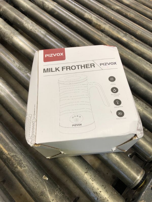 Photo 1 of PIZVOX 4-in-1 Electric Milk Frother and Steamer - Versatile & Quiet Foam Maker with Automatic Shut-Off - Perfect for Lattes, Cappuccinos, Macchiato - Large 350ml Capacity for Home Baristas (White)