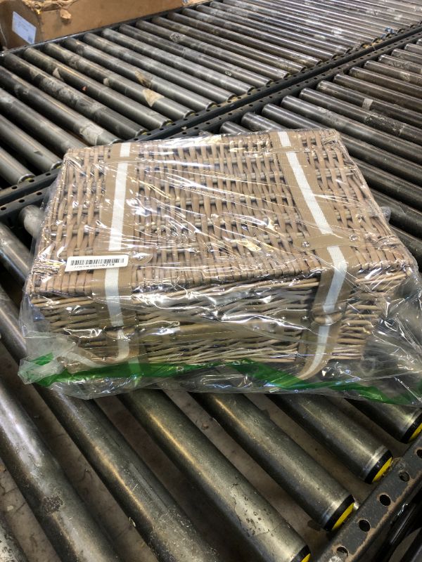 Photo 1 of Willow Picnic Basket Set for 4 Persons with Large Insulated Cooler Bag and Waterproof Picnic Blanket,Wicker Picnic Hamper for Camping,Outdoor,Valentine Day,Chirtmas,Thanks Giving,Birthday.
