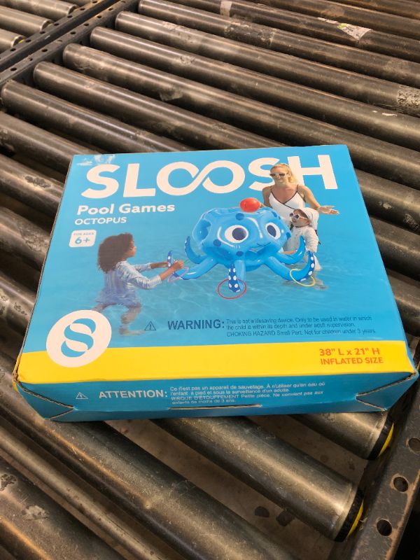 Photo 1 of Sloosh Pool Toys, 2-in-1 Inflatable Float Water Game, Octopus Basketball Hoop Ring Toss Outdoor Swim Play, Toss Game Floating Swimming Pool Games for Kids Adults