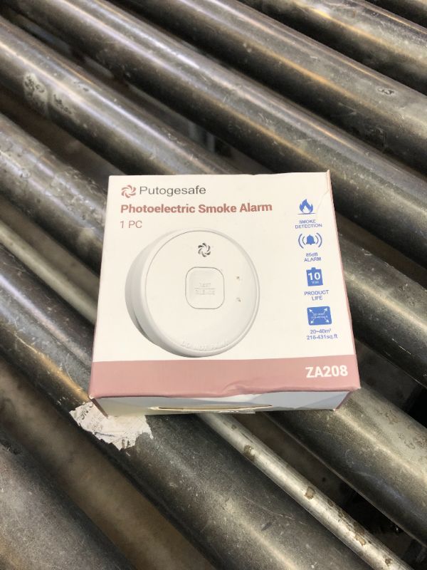 Photo 1 of Detector, 10-Year Smoke Alarm with Photoelectric Sensor and Built-in 3V Lithum Battery, Fire Alarm with Test Button and Low Battery Warning, Fire Safety for Home,1 Pack