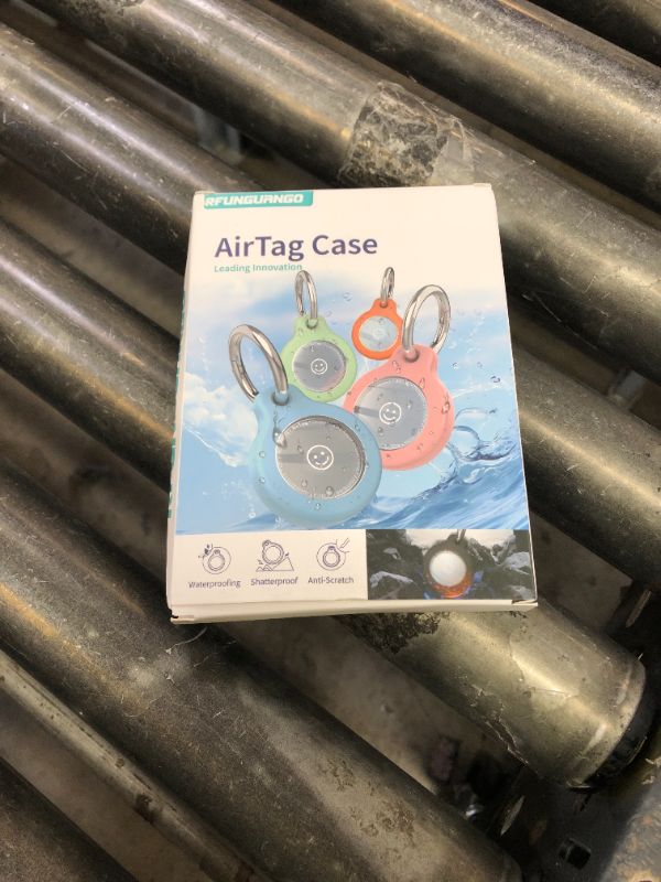 Photo 1 of 2025 New Waterproof AirTag Keychain Holder - (Set of 4) Air Tag Locking Case with Cable, Compatible with Apple AirTags, Ultra Durable Loss Prevention Case for Luggage, Keys,Black, Orange, Blue, Red