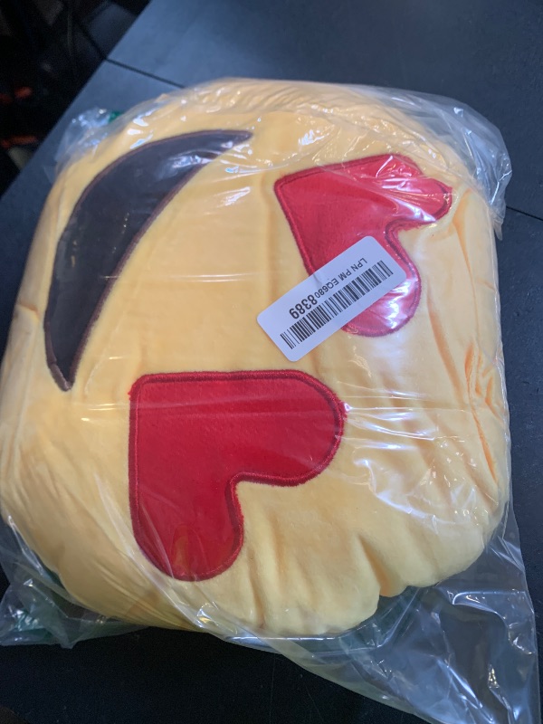 Photo 1 of EvZ Emoji Heart Eyes Face Emoticon Cushion Stuffed Plush Soft Pillow, Official Certified, 32cm Yellow