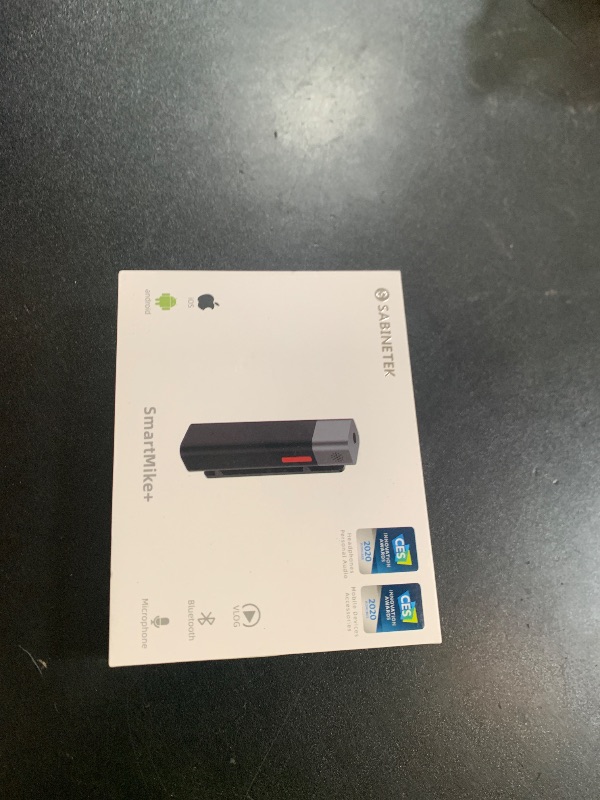 Photo 1 of SabineTek Official SmartMike+ Ultra-Compact Wireless Bluetooth Microphone Long Distance Audio Recording Noise Reduction Lavalier Mic (14g) (Black)