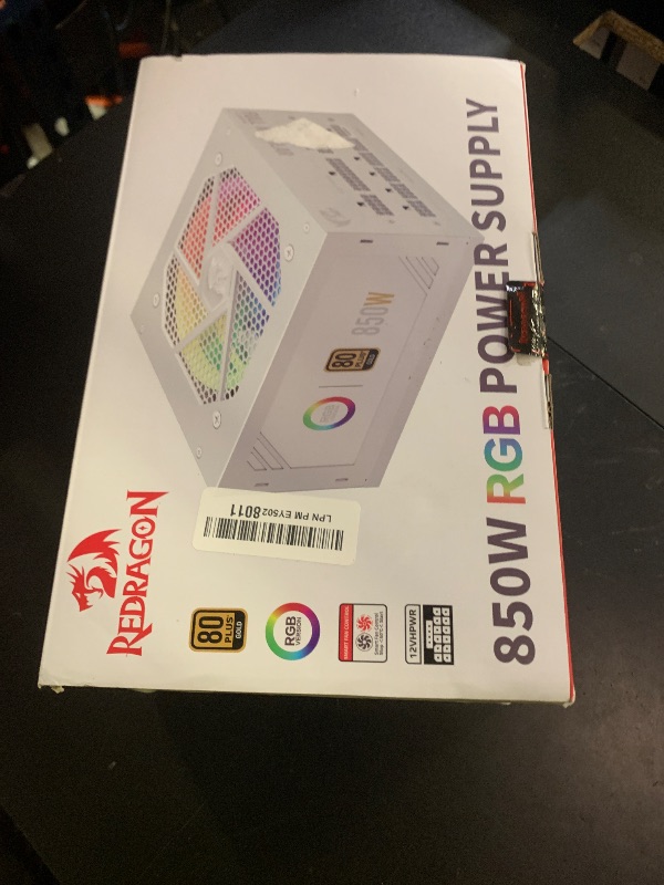 Photo 1 of Redragon RGPS-850W 80+ Gold 850 Watt Power Supply w/Upgraded ATX 3.1 & PCIe 5.1 Fully Modular, 12VHPWR Cable Included, 100% Japanese Capacitors, Smart ECO Low Noise RGB Fan, Compact 160mm Size
