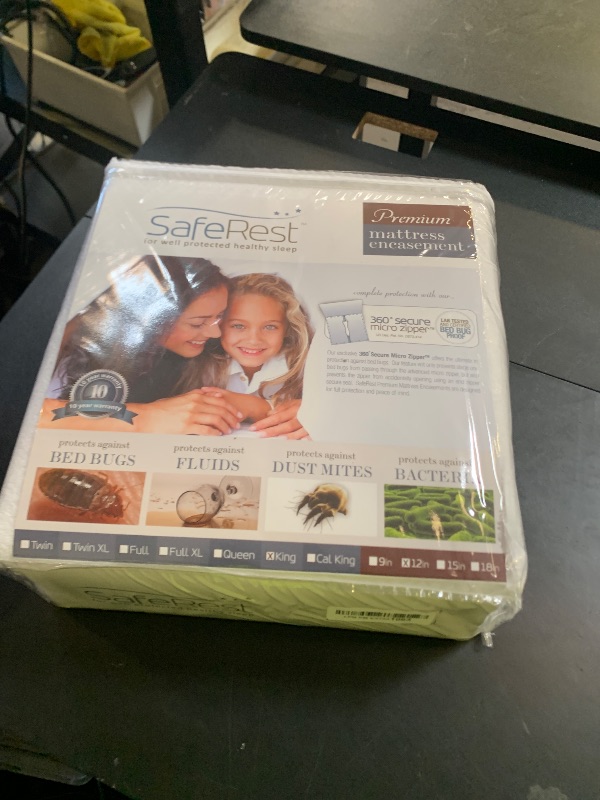 Photo 1 of SafeRest Zippered Mattress Protector - Premium 9-12 Inch Waterproof Mattress Cover for Bed - Breathable, Noiseless Washable Mattress Encasement - King