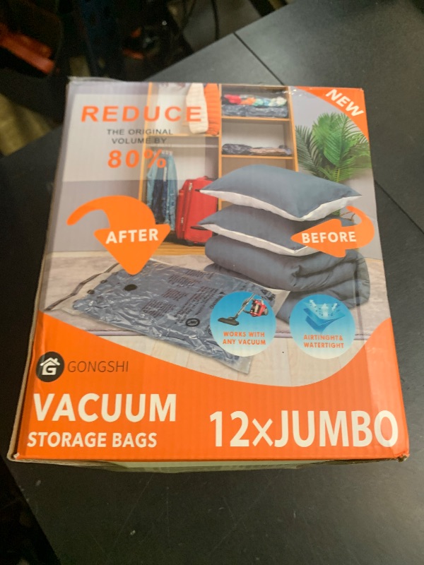 Photo 1 of Vacuum Storage Bags Jumbo (12 x Jumbo),Plastic Packaging Bags,Space Saver Sealer Compression Bags for Blankets, Comforters, Pillows, Bedding,Clothes Storage