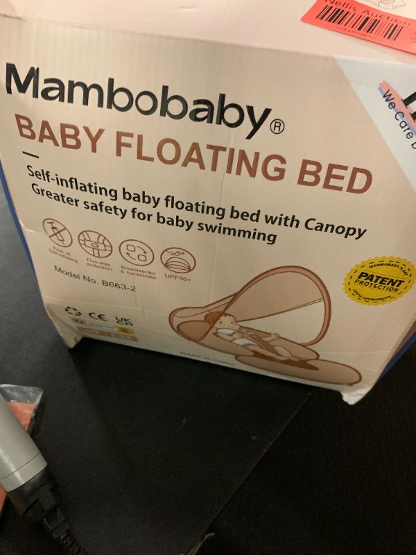 Photo 1 of Mambobaby Float Self-Inflating Baby Pool Floats Hammock with Canopy, Compressible Folding Baby Floating Bed, Pool Floatie Lounger, Toddler Swim Float (Limited Edition Pink)